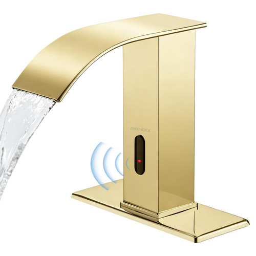 Faucet with Waterfall Spout,Motion Automatic Sensor Bathroom Sink Faucet