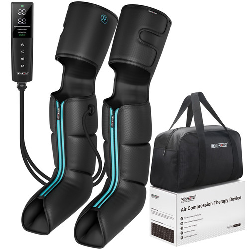CINCOM Cordless Air Compression Massager - Rechargeable Leg & Foot Boots with 3 Modes, 10 Intensity Levels, 5 Timer Settings for Circulation,