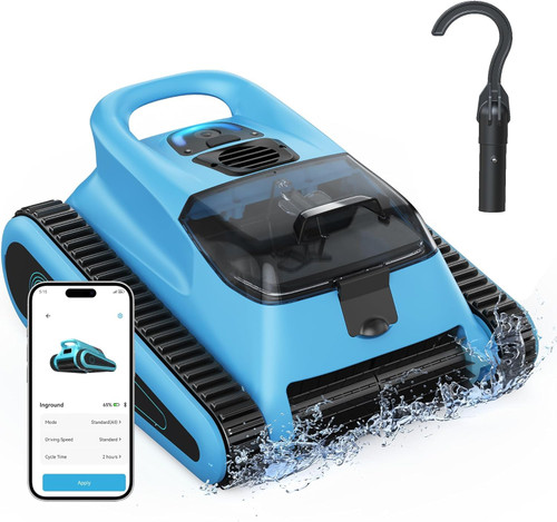 Cordless Robotic Pool Cleaners with Hook 180W Suction Auto Vacuums Wall Climbing Waterline Scrubbing Cleaning 150 Mins Long Battery Up to 2,000 sq.ft