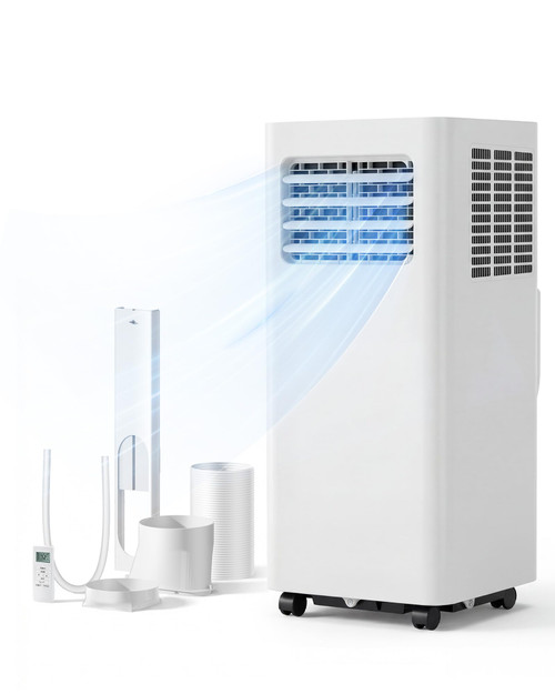 3-in-1 Cools 350 Sq.Ft, Quiet AC with Fan & Dehumidifier, LED Display, Remote, 24H Timer, Window Kit, for Bedroom/Office/Dorms