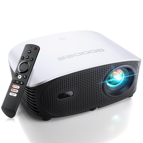 GooDee 4K Smart Projector with 5G WiFi and Bluetooth, Built-in Streaming Apps, Dolby Audio 400" Outdoor Movie Projector for Home Theater, Compatible with TV Stick, iOS, Android