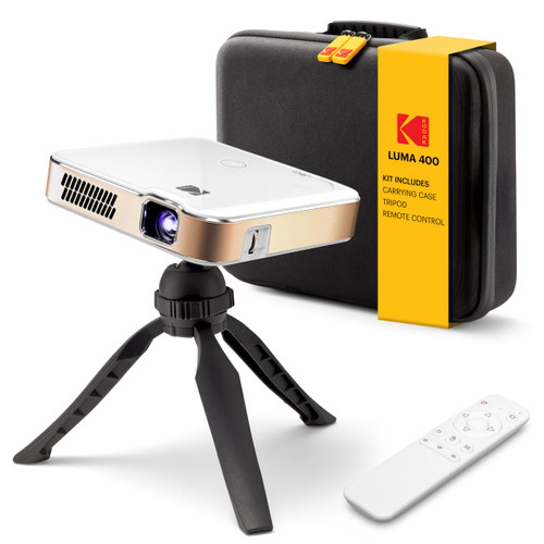 Kodak Luma 400 Smart Portable Projector | Android 9.0 OS, Native 720p HD | 150 ANSI Lumens, Wi-Fi, Bluetooth, HDMI/USB | 150-Inch Display | Carrying Case Included