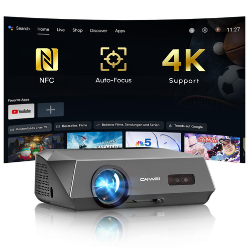 Smart Projector 4K Daylight,Certified Apps,ToF CMOS Auto Focus,2300ANSI High Lumen Ultra HD Home Outdoor Movie Gaming Projector with WIFI6 Bluetooth,GTV,NFC Casting,Dolby Audio,HDMI ARC,HDR10