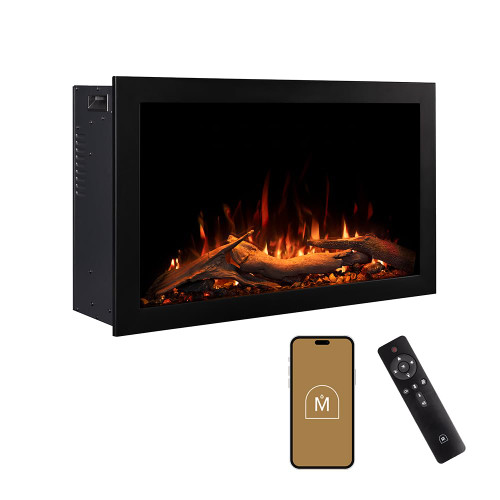 Modern Ember Highmark Traditional 26 Inch Built-in Smart Electric Fireplace Insert | Alexa/WiFi Enabled - Remote Included