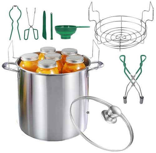 Stainless Steel canning pot with rack and lid & canning kit set,water bath canner for canning Beginners