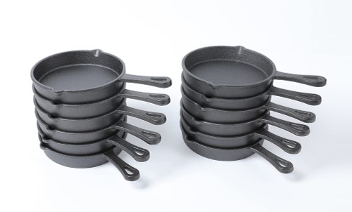HAWOK Cast Iron Mini Skillet, Round Pan, Mini Server, DIA 5.3inch, 12 Pcs, Black