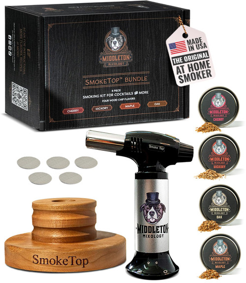Cocktail Smoker Kit and Torch with Cherry, Hickory, Maple, and Oak Wood Chips