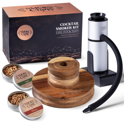 Smoker Kit with Smoking Gun and Wood Chips (Apple & Cherry) - Drink Smoker Kit - Cocktail Smoke Set