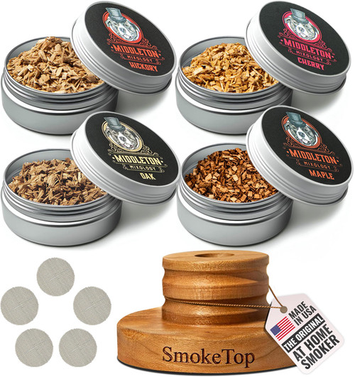 Cocktail Smoker Kit with 4 Flavors Wood Chips - Cocktail Smoker Kit & Chips for Old Fashioned Cocktails