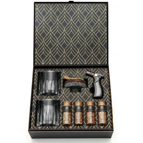 Cocktail Smoker Kit in Granite Stone with Torch - Premium Whiskey Smoker Kit for Old Fashioned & Bourbon