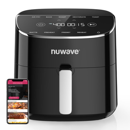 Nuwave Brio Plus Air Fryer 8 Qt, New & Improved, PFAS-FREE, 7 Digital One-Touch Cook Functions that AIR FRY