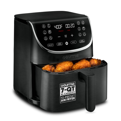 Gourmia Air Fryer - 7 Qt Large Capacity with LED Display, 12 One-Touch Presets, FryForce 360°