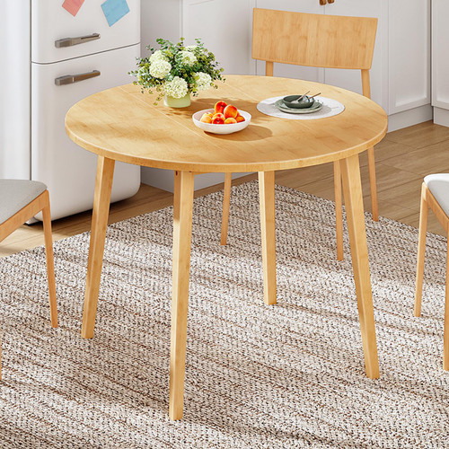 HOOBRO Bamboo Dining Table, Round Dining Table for 4, 35.4" Kitchen Table for Small Space, Easy to Assemble