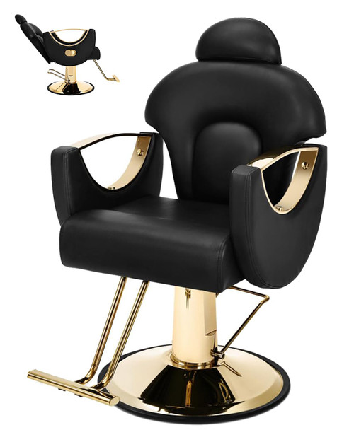 Barber Chair Reclining Salon Chair for Hair Stylist with Heavy Duty