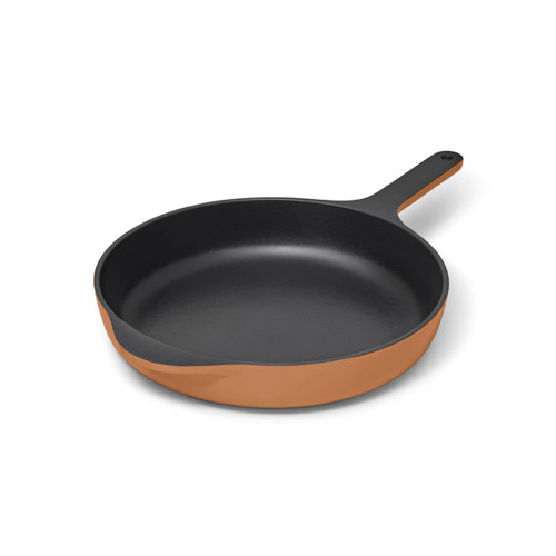 10.5” Enameled Cast Iron Pan With 3 Layer Enamel Coating - No Seasoning Required - Compatible With All Stovetops