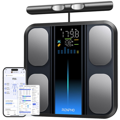Weight and Fat Percentage, Smart Scale with 8 Electrodes Larger Platform, Body Analyzer