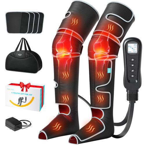 Leg Massager with Heat and Compression, 2 Heat 5 Modes 4 Intensities 4 Extenders