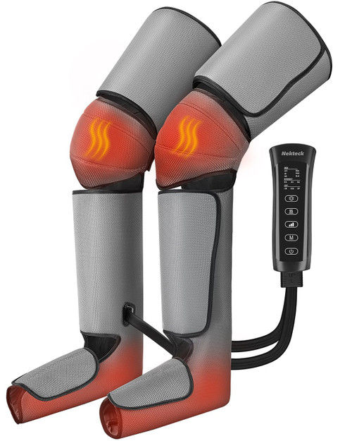 Nekteck Leg Massager for Circulation and Pain Relief, Air Compression Foot Calf Thigh Massager with 2 Heat and 3 Vibration Functions