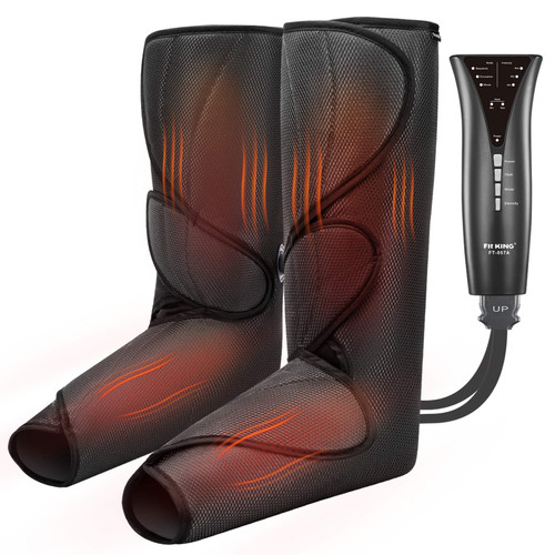 FIT KING Air Compression Leg and Foot Massager with Heat for Circulation and Pain Relief Helpful for Swollen Legs Edema RLS