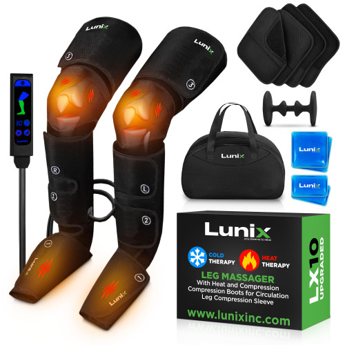Lunix LX10 FSA Full Leg Massager with Heat & Air Compression, Foot Calf and Thigh Massage Boots for Everyday Recovery