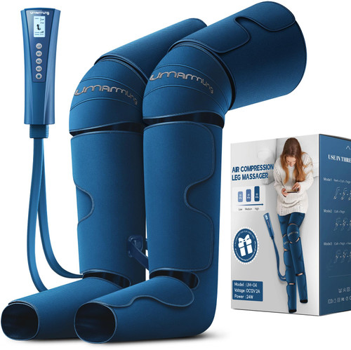 Air Compression Leg Massager with Heat - Ideal Christmas, Mother's Day and Father's Day Gifts for Men, Women, Dad, Mom - Relieves Foot and Knee Pain