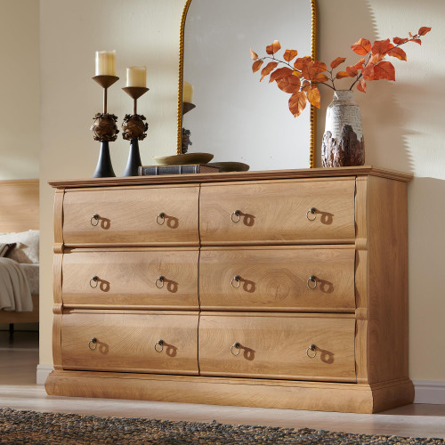 52" Wide Mid-Century Modern Chest of Drawers,Wood Storage Closet Dresser w/Vintage Pulls & Stable Base for Bedroom, Living Room