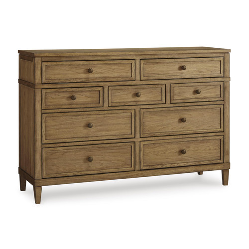 9-Drawer Dresser with Felt-Lined Top Drawer and Easy Glide for Bedroom, Light Brown