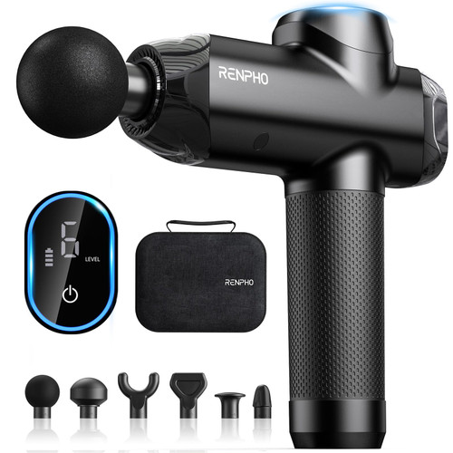 RENPHO Active Power Massage Gun Deep Tissue with 12mm Amplitude, FSA Eligible HSA, Percussion Muscle Massager, Portable Electric Handheld Massage Gun with LED Touch Display