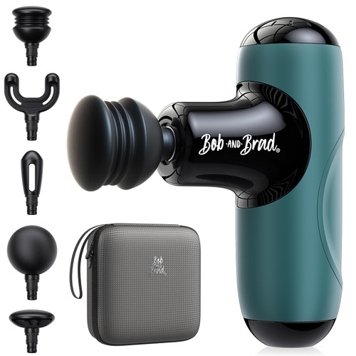 BOB AND BRAD Q2 Mini Massage Gun, Pocket-Sized Deep Tissue Massager Gun, Portable Percussion Muscle Massager Gun, Ultra Small & Quiet Muscle Massage Gun with Carry Case -Green