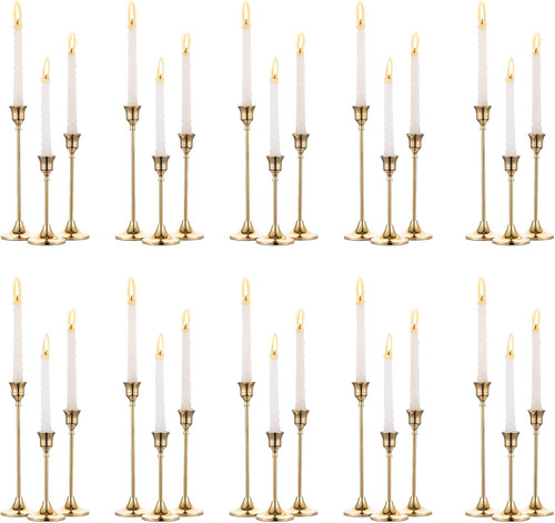 Candlestick Holders for Holiday Party Table Centerpiece Wedding Fireplace Mantel Housewarming Gift(10 Sets(30 Pcs))