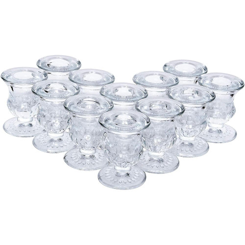 Hosley Set of 24 Glass Taper Candle Holders 2.5 Inches High Ideal Gift for Weddings Party