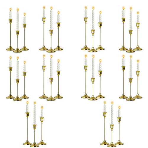 HearthLume Vintage Modern Metal Taper Candle Holders, Decorative Centerpiece for Table Mantel, Wedding Kitchen Home Decor, Wedding Gift,30Pcs