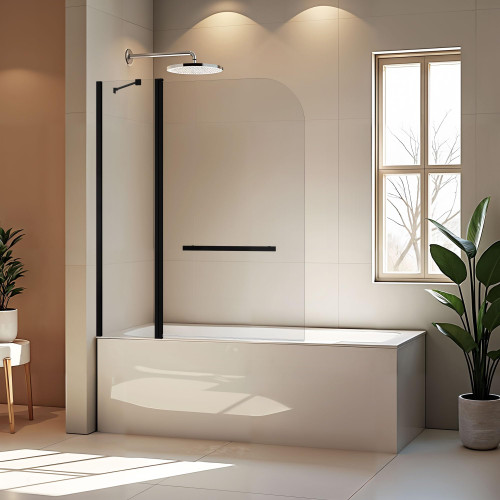 Shower Door with 1/4" (6mm) Clear Tempered Glass, Chrome Finish Shower Glass