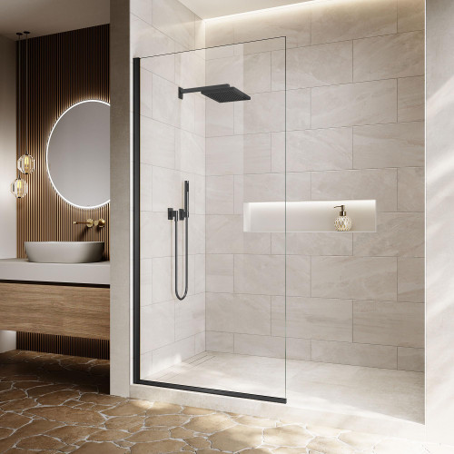 Shower Door for Bathroom,34" W*74" L Single Shower Screen in Matte Black