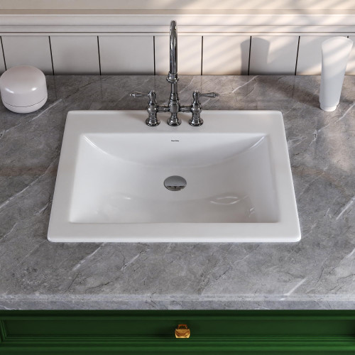 Bathroom Sink, Under Counter Vessel Sink with Overflow, White Vanity Basin, DV-1DS0122