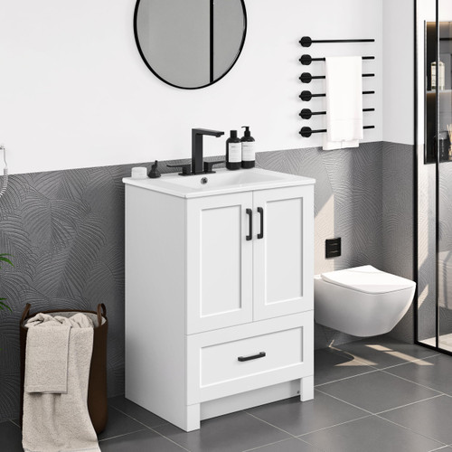 Vanity Sink Cabinet with 2 Doors and 1 Drawer, Free Standing Bathroom Storage