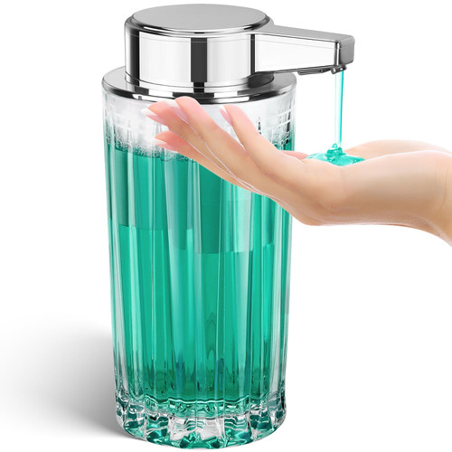 Automatic Soap Dispenser Liquid for Kitchen: 11 OZ Glass Touchless Clear Auto Soap Dispenser