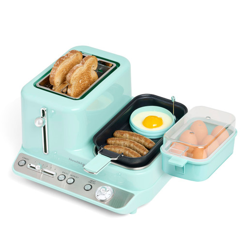 Nostalgia Classic Retro 3-in-1 Breakfast Station - Includes Egg and Veggie Steamer