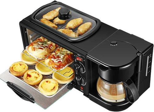 Breakfast Station 3-in-1 with Coffee Maker, Non-Stick Griddle & 4-Slice Toaster Oven