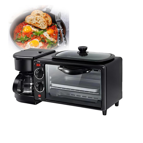 Complete Breakfast Station 4-in-1 with 7L Oven, Coffee Maker, Non-stick Griddle and Toaster Features