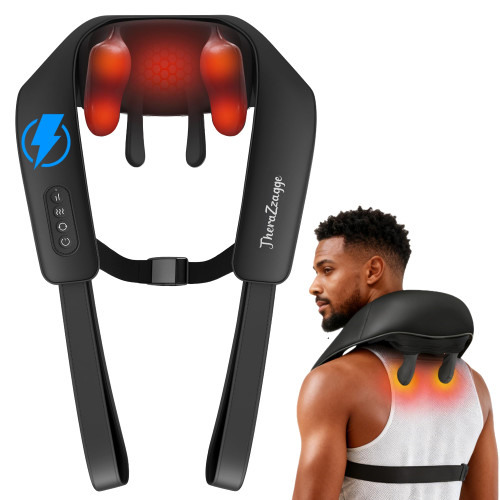 THERAZZAGGE Cordless Neck Massager with Heat [2026 Upgraded] - Neck Shoulder Massager for Pain Relief Deep Tissue, 6D Deep Kneading Shiatsu Back Massage, FSA Eligible HSA Store Eligible