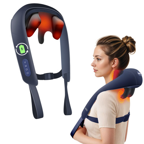 Beleduc Neck and Shoulder Massager with Soothing Heat,FSA Eligible, Cordless Neck Back Massager, Upgrad 4D Shiatsu Deep Kneading Massage for Back Shoulder