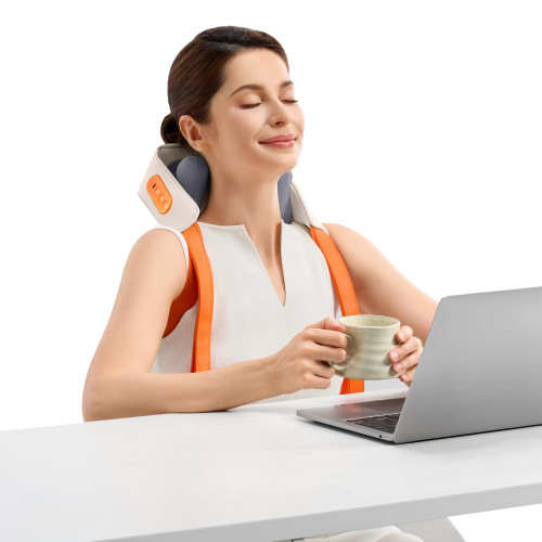 IKEEPFIT 6D Shiatsu Neck Massager with Heat, Cordless Upper Back & Shoulder Massager for Pain Relief Deep Tissue, Dual-Sided Massage Heads, Relaxing Electric Kneading Massage, Best Gifts for Men Women