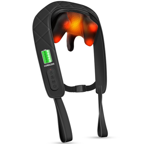 CuPiLo Cordless Neck Massager for Pain Relief Deep Tissue, FSA Eligible HSA 4D Deep Kneading, Shiatsu Shoulder Massager with Heat for Neck, Back, Waist, Gifts for Women Men Mom Dad