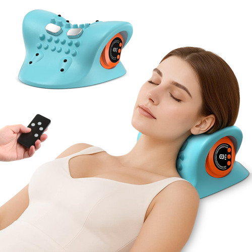 Neck Massager 2026 Portable Neck Traction Device, Cervical with Heating & Vibration–Relieve Muscle Tension,4-in-1neck Customizable Massage Modes with Wireless Remote Control