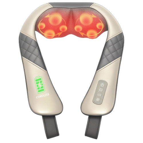 Heycool Cordless Neck Massager with Heat, Deep Kneading Neck Shoulder Massager for Pain, Shiatsu Back Massager Pillow, Gifts for Men, Women