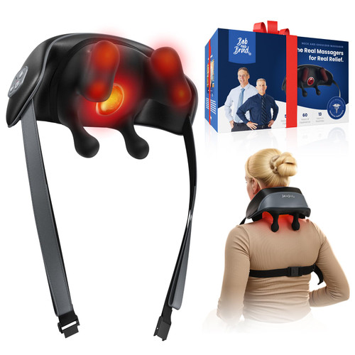 BOB AND BRAD iNeck Pro Cordless 4D Shiatsu Neck Massager with Heat for Pain Relief, FSA Eligible HSA Deep Tissue Kneading for Neck, Shoulder & Back, 190 Min Long Battery Life, for Office, Travel Gifts