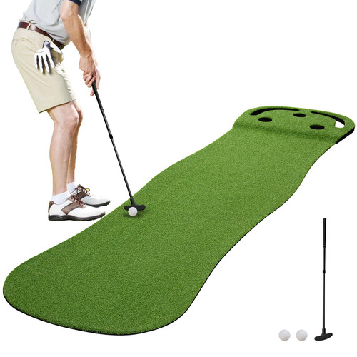 2x8ft Artificial Turf Putting Green with Adjustable Putter, 2 Balls, Perfect Golf Putting Game Mat for Home,Party,Office