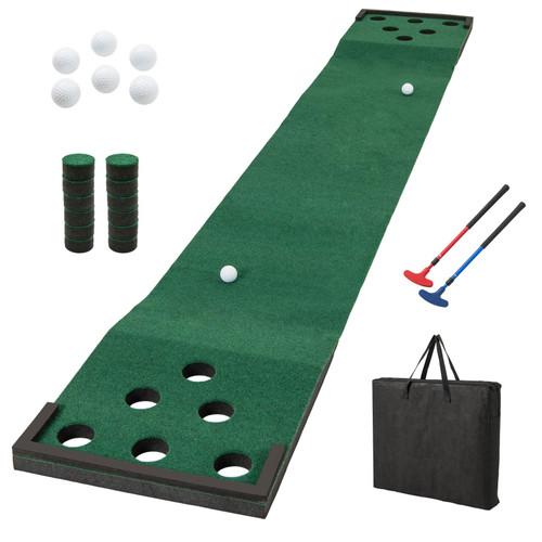 Tangkula 11 FT Golf Putting Game Set, Indoor Outdoor Putting Green Mat with 2 Adjustable Putters, 6 Balls & 12 Holes for Party