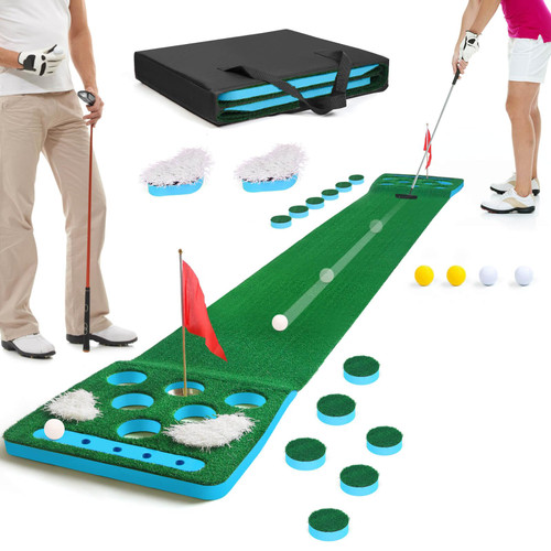Golf Putting Game Set, Detachable Golf Putting Green Mat with 4 Balls, 2 Cups & Flags, 1 Portable Bag for Indoor & Outdoor Party